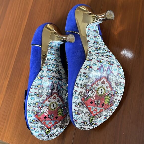 Irregular Choice Women's Royal Marriage Blue and Gold Heels US 7 / 38 - Picture 15 of 16
